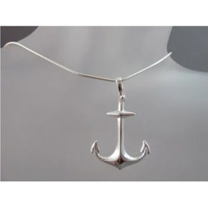 Sterling silver anchor pendant necklace snake chain